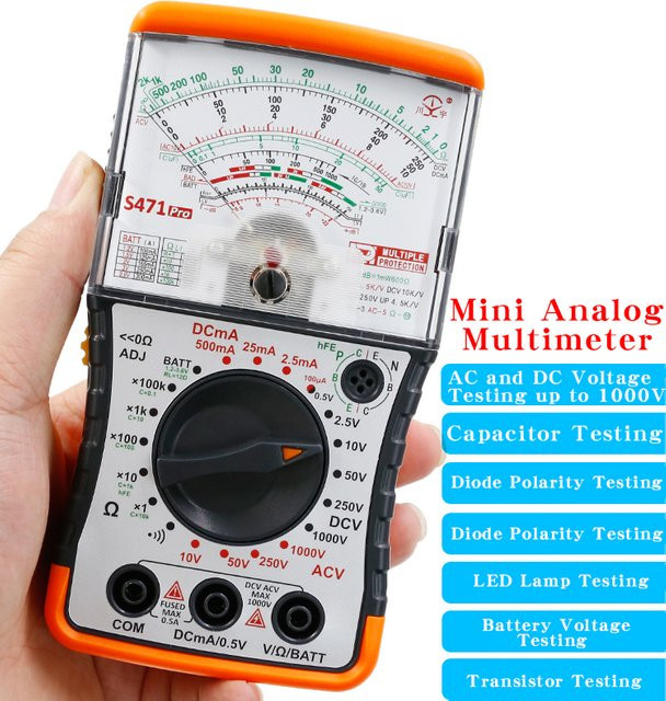 NJTY S471PRO Mini-Analog-Multimeter hochpräzises mechanisches Anti-Burn-Multimeter in Orange - Bild 1
