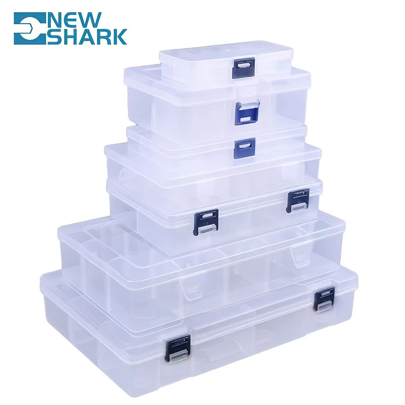 Shark Transparente Kunststoff-Aufbewahrungsbox mit 10 verstellbaren Gittern für Schmuck und Werkzeug - Bild 3