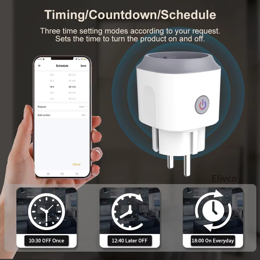 Elivco Zigbee Smart Plug EU-Steckdose mit Stromüberwachung in Weiß - Bild 6