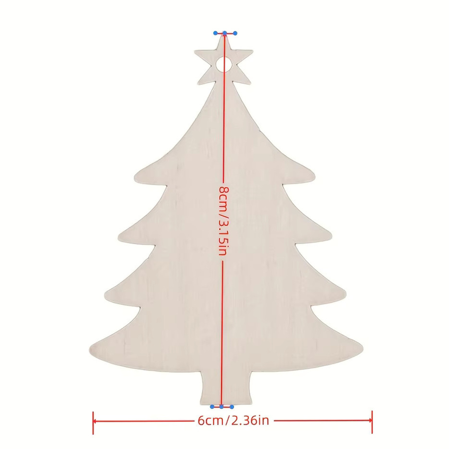 10 Stück Weihnachtsbaum-Anhänger aus Holz in Beige zum Basteln und Dekorieren - Bild 2