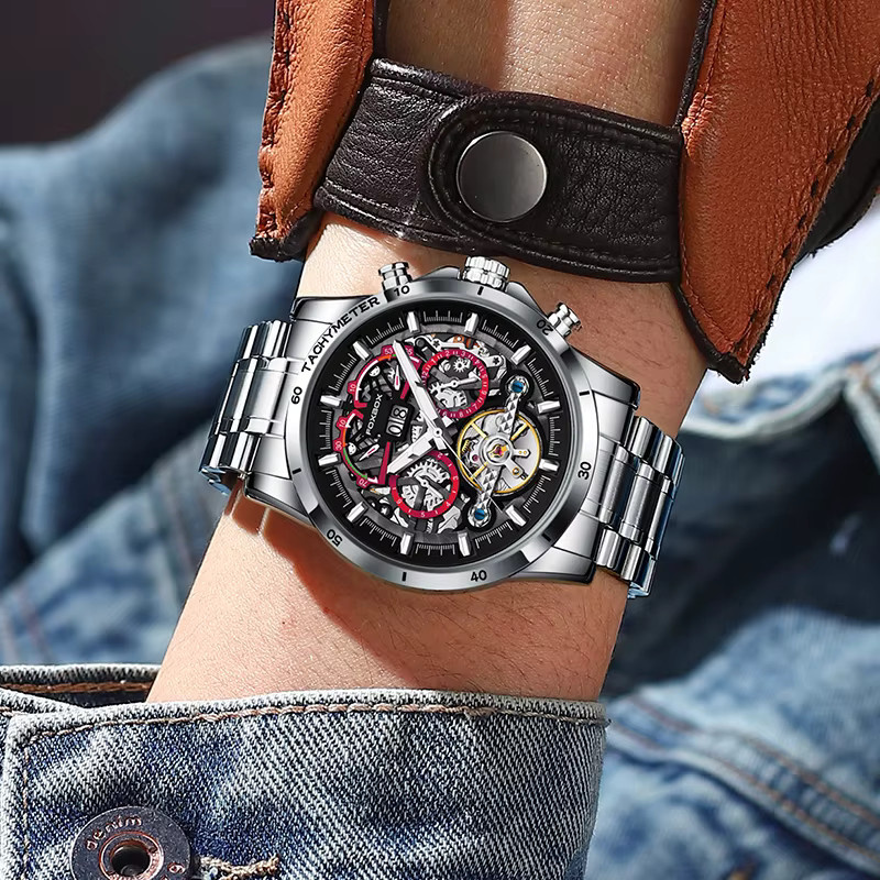 FOXBOX Armbanduhr Automatik, Edelstahl, Schwarz, Herren - Bild 4