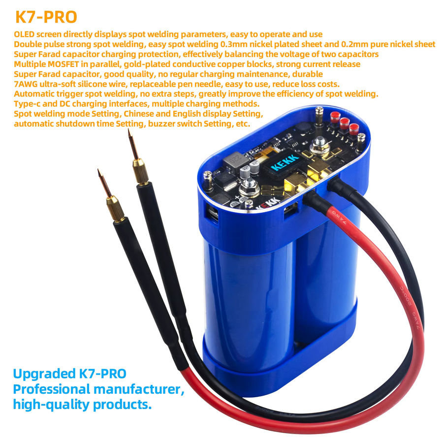 Kekk Kondensator-Punktschweißmaschine Kit mit Steuerplatine und Controller-Modul in Weiß für DIY Lithium-Batterien - Bild 3