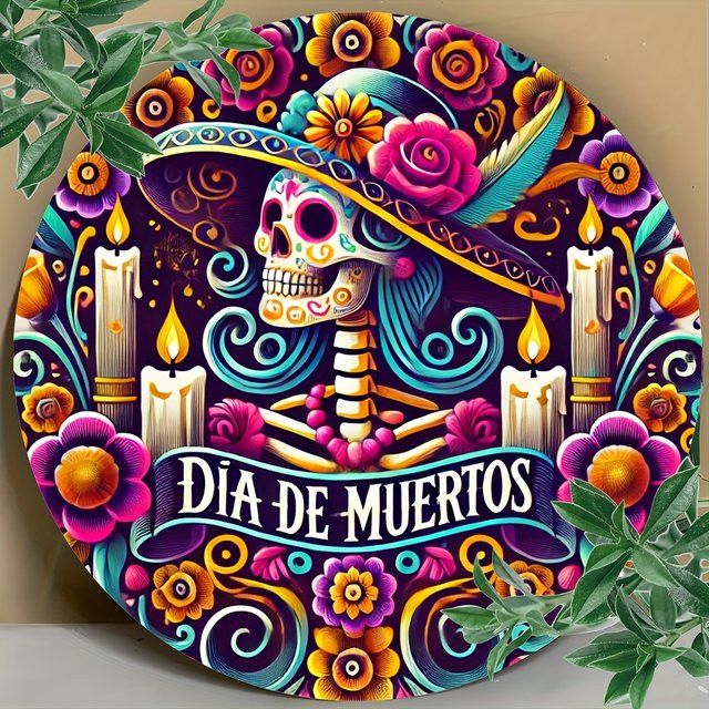 Potdemiel Aluminiumschild Day of the Dead mit Zuckerschädel-Design, Multicolor, B/H: 20,3 x 20,3 cm - Bild 1