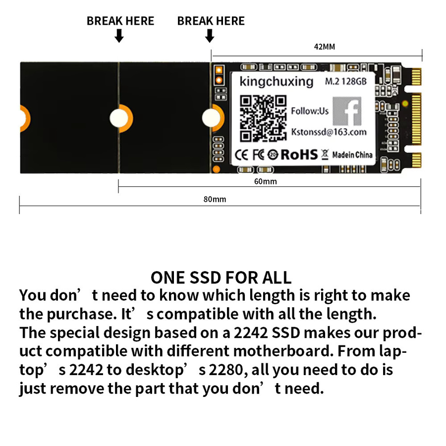 Kingchuxing M.2 NGFF SATA SSD in Schwarz für die Formate 2280, 2260 und 2242 - Bild 5