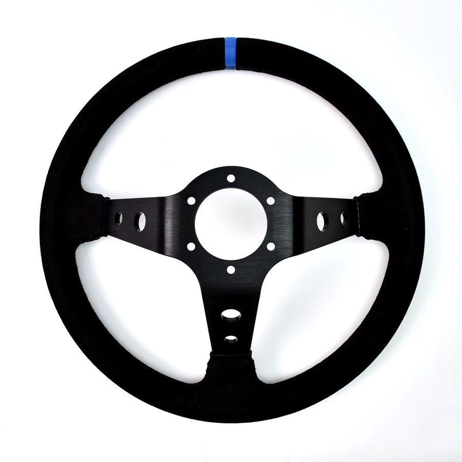 TIYPEOR Wildleder-Lenkrad in Schwarz, 14 Zoll (350 mm Durchmesser, 90 mm Tiefe) - Bild 3