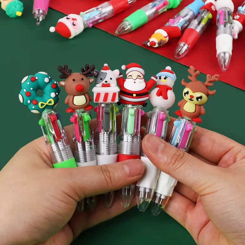 Cartoon Weihnachten Kugelschreiber Set für Kinder in 4 Farben als Geschenk für Geburtstag oder Neujahr - Bild 2