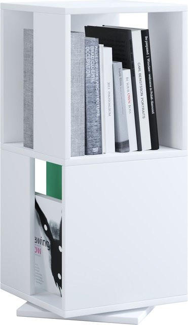 VCM Drehregal Stifta L in Weiß mit Holzstruktur-Nachbildung für dein Büro, H x B x T: 74 x 34 x 34 cm - Bild 1