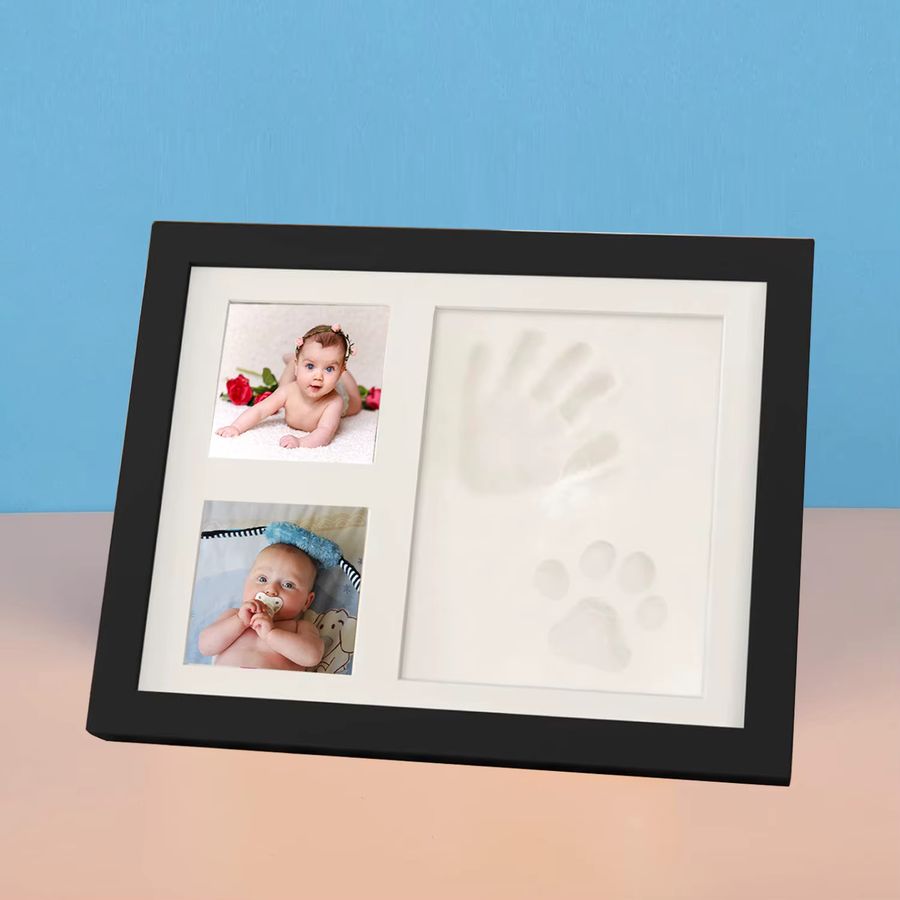 SLAIXIU Baby-Fotorahmen-Set aus Holz in Weiß für Hand- und Fußabdrücke als Erinnerungsdisplay - Bild 2