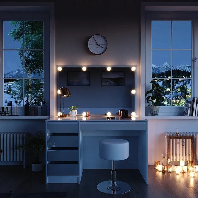 Vicco Schminktisch Sherry in Weiß mit LED Beleuchtung und Hocker - Bild 1