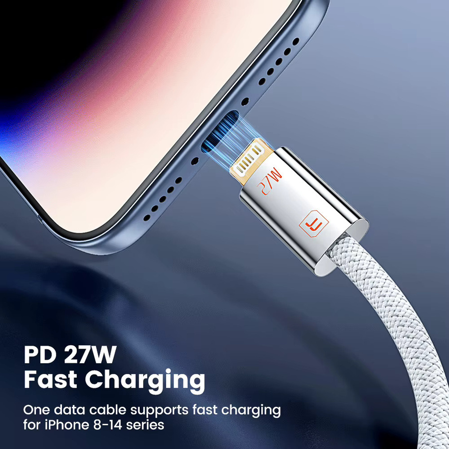 Toocki 27W USB-C auf Lightning Schnellladekabel mit Zinklegierung für iPhone und iPad, Farbe: Weiß - Bild 2