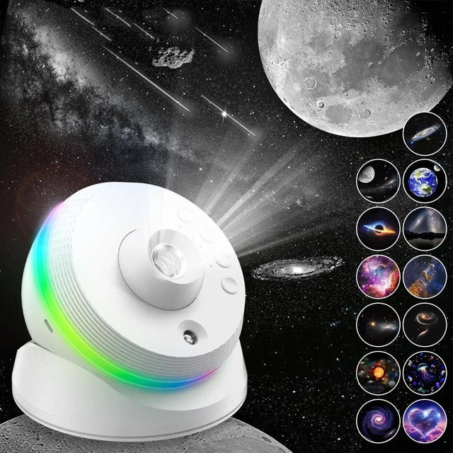 SKYSHADOW 13 in 1 Galaxy Star Projektor 4K HD Planetariumsprojektor mit 360 Grad Rotation, LED Nachtlicht in Weiß für Schlafzimmer und Kinderzimmer - Bild 1