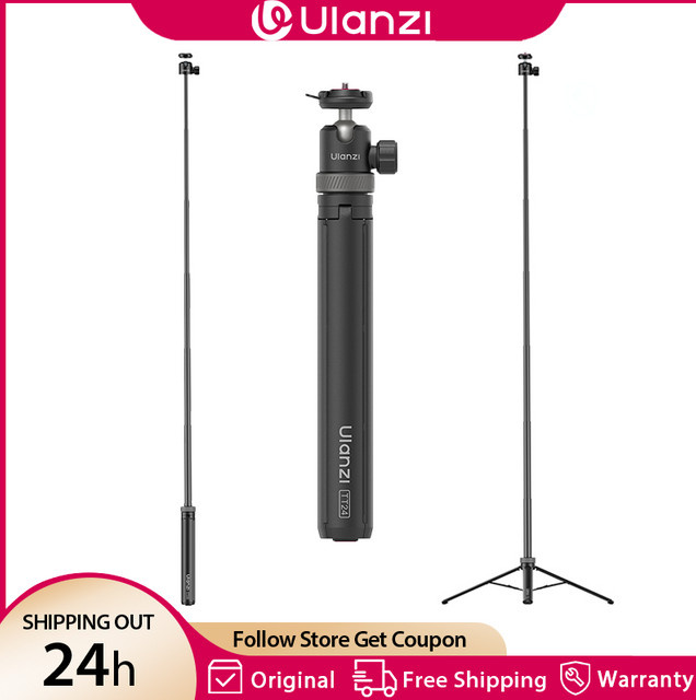 Ulanzi TT24 Quick Release Selfie Stick und vierbeiniger Stativständer für Mobiltelefone und GoPro Action Kameras, Schwarz, 1,5 m - Bild 1