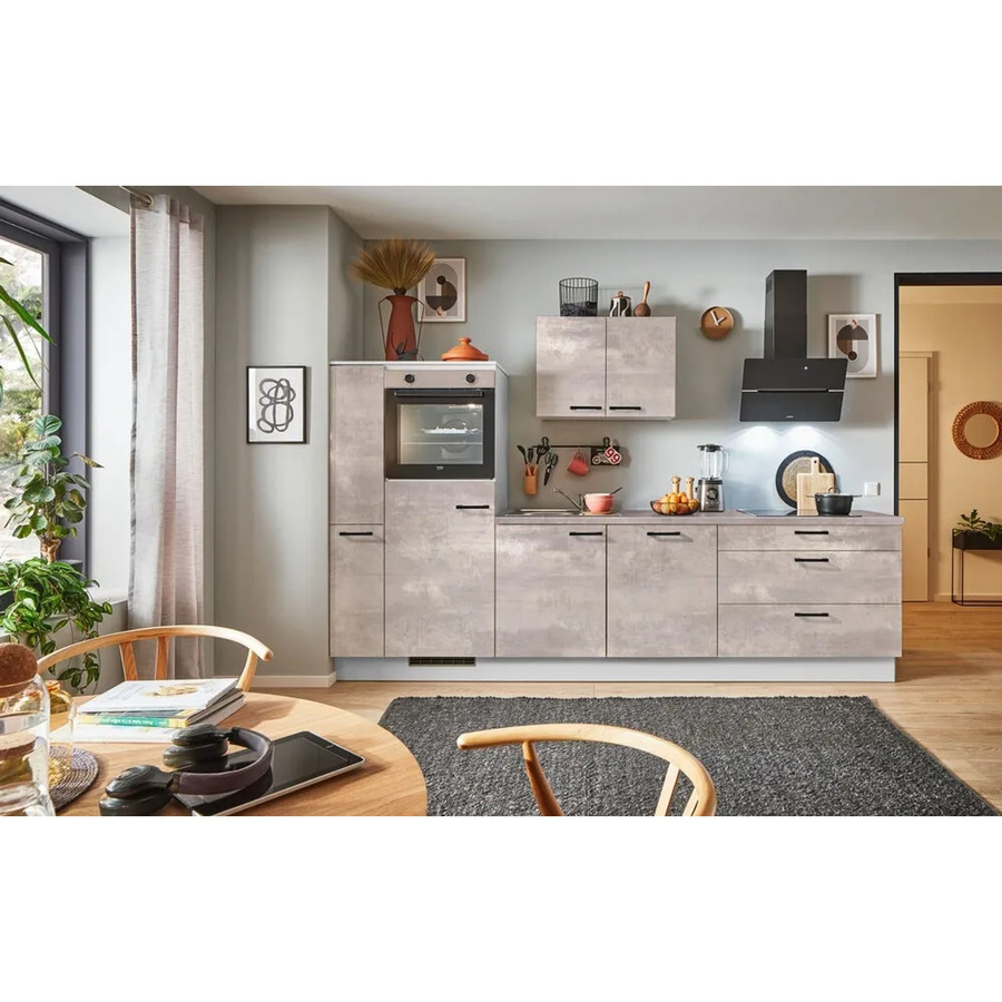 pino Küchenzeile Beton Art Perlgrau mit 1 Geräte- und 1 Apothekerschrank Breite: 310 cm - Bild 2
