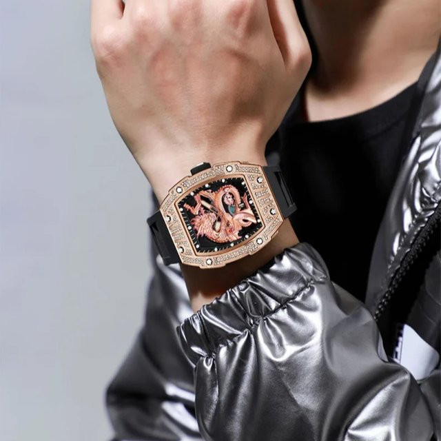 STARPERISH Armbanduhr Tonneau, Quarz, Edelstahl, Schwarz, Herren - Bild 1