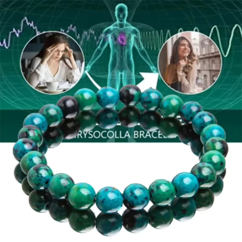 Armband Chrysokoll Malachit, Perlen, Bunt, Unisex - Bild 3