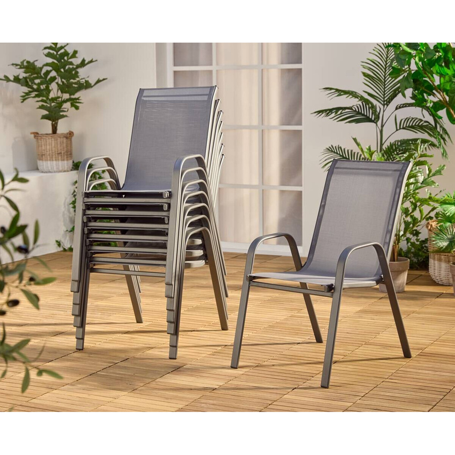 POCOline Gartenstuhl Malta Anthrazit aus Stahl und Textilene mit Armlehnen, stapelbar, Breite: 55 cm, Höhe: 93 cm, Tiefe: 74 cm - Bild 2