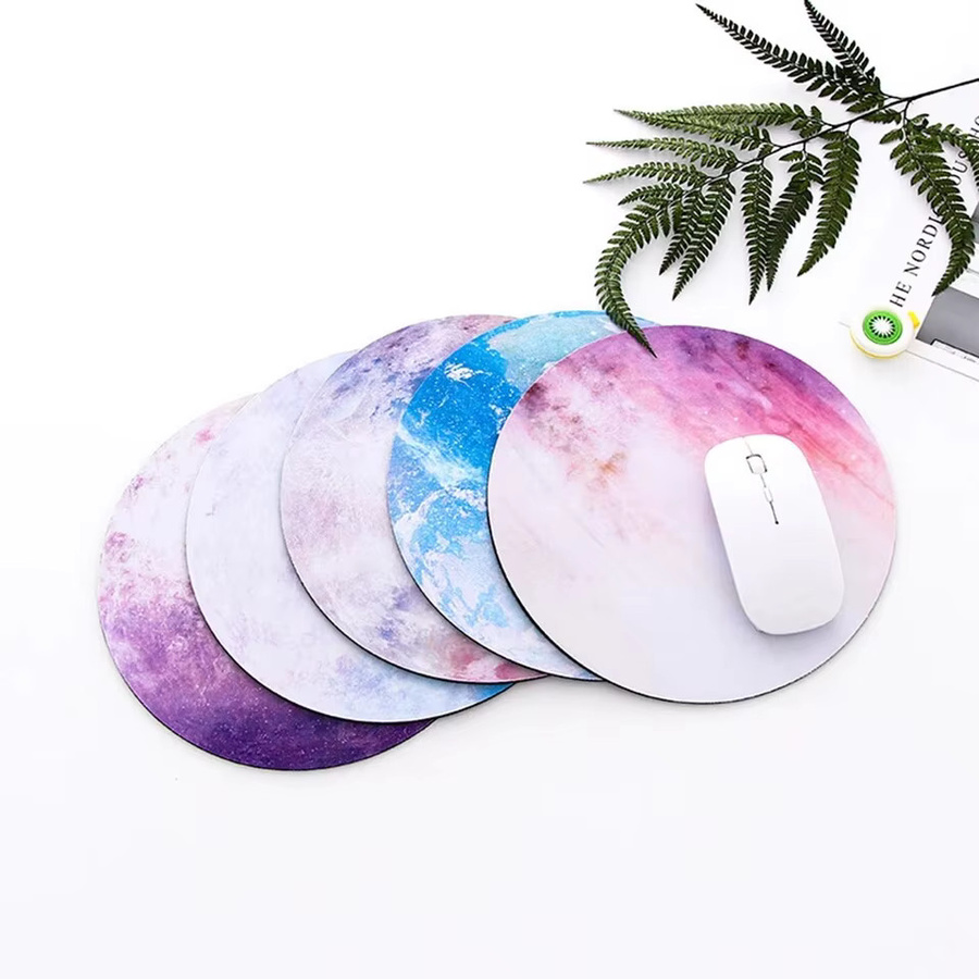 Mairuige Rundes Weltraum-Mauspad Mond und Planet Design in Beige und Multicolour, Rutschfestes Gaming-Mauspad für PC und Laptop - Bild 1