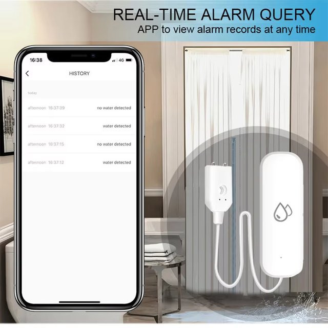 Tuya Smart WiFi Wassersensor und Leckdetektor in Weiß mit Smart Life APP-Benachrichtigung für deine Haussicherheit und Überlaufschutz - Bild 1