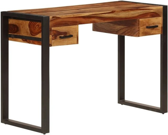 vidaXL Schreibtisch aus Akazie-Holz mit 2 Schubladen in Braun im Vintage-Stil B/T/H: 110 x 50 x 77 cm - Bild 1