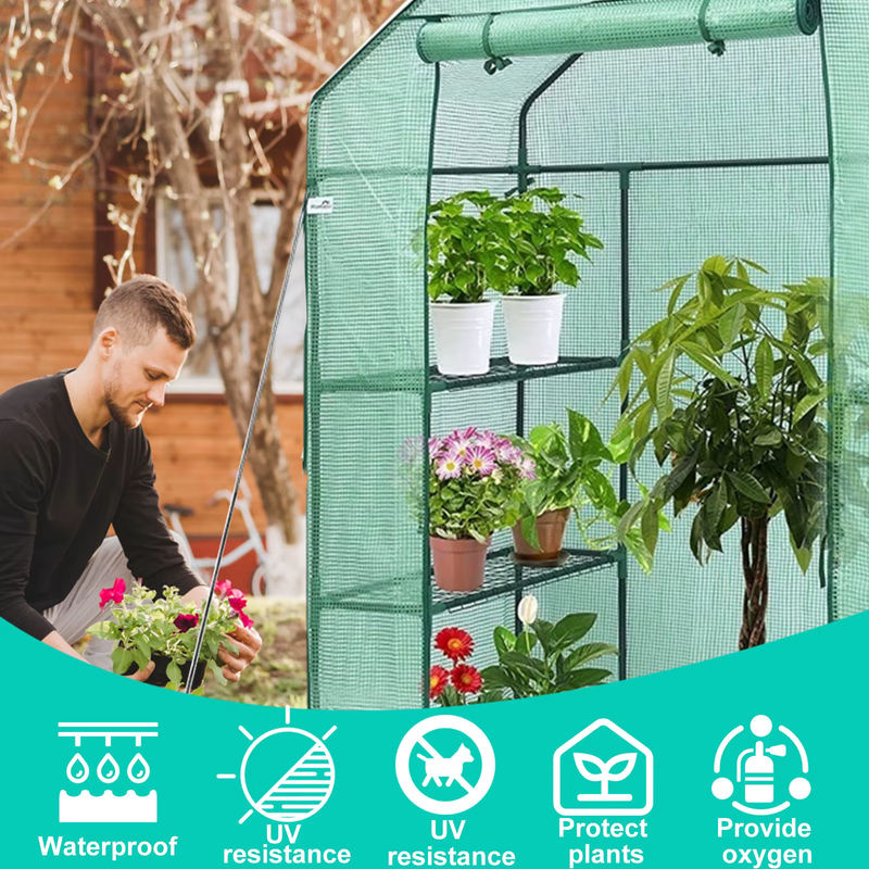 Wetterfeste Gewächshausabdeckung mit Roll-up Doppel-Reißverschluss und Frostschutz, transparent - Bild 5