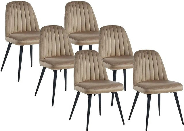 Vente-unique Stuhl Eleana in Beige aus Samt mit Metallgestell B/T/H: 49 x 49 x 49 cm - Bild 1