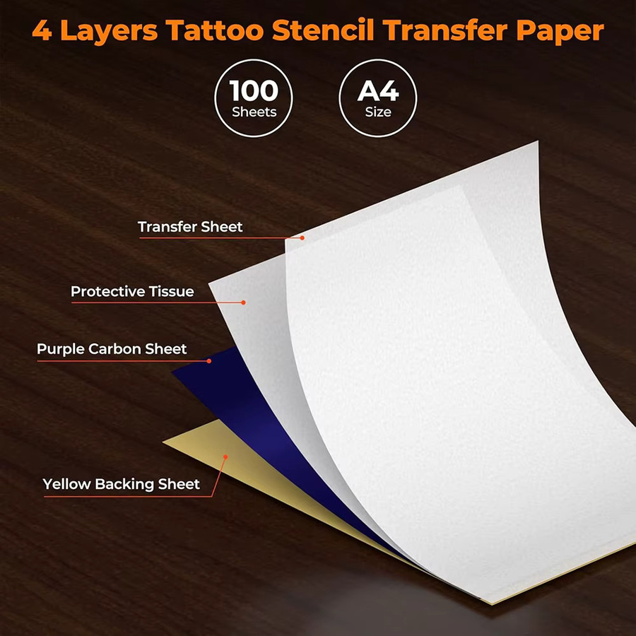 JUN.M Tattoo-Transferpapier im A4-Format mit 4 Schichten für DIY Tattoo-Schablonen - Bild 4