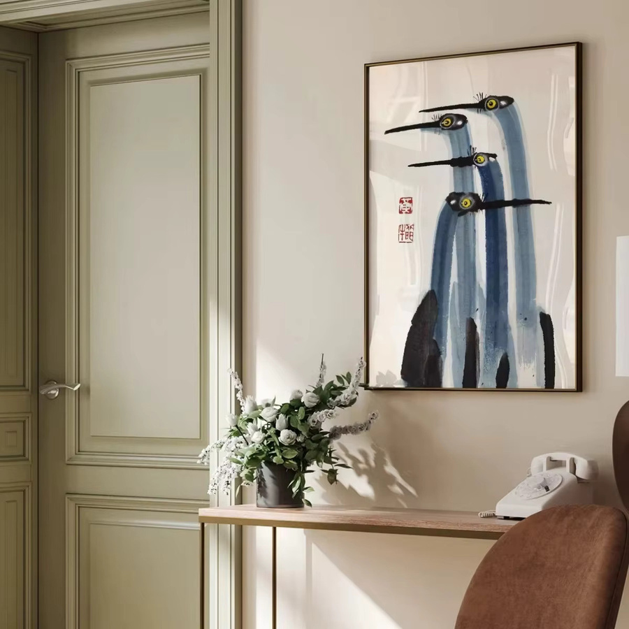 Potdemiel Leinwanddruck Japanischer antiker Kranich im Vintage-Stil als Wandkunst für dein Zuhause - Bild 2