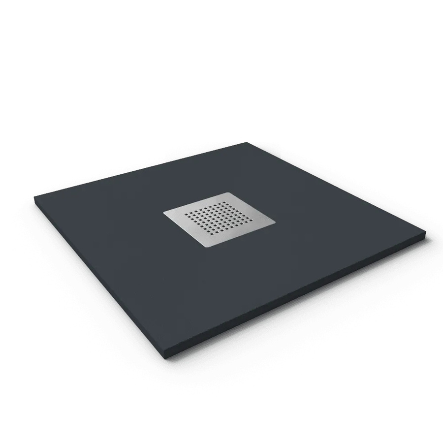 Stano Duschwanne aus Mineralguss Extra Flach in Anthrazit mit Ablaufschutz in Chrom, B/T: 90 x 80 cm - Bild 2