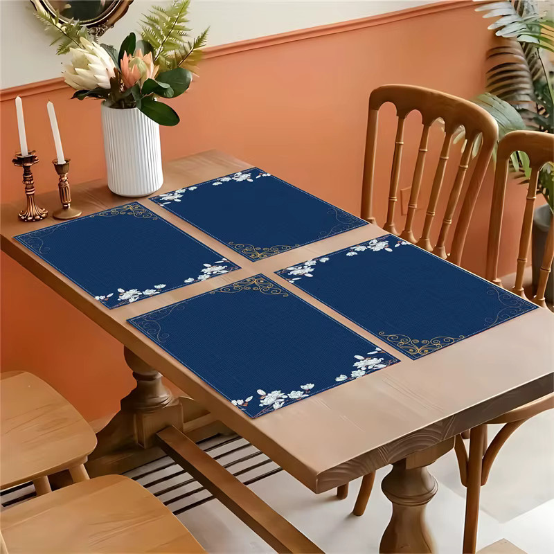 VIKAMA 4-teiliges Tischset Set, blau, wasserdicht und wärmeisolierend, rechteckig, B/T: 45 x 30 cm - Bild 3