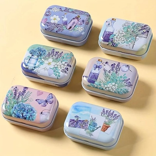 136 Stück Mini Blechdosen von Binchi Outdoor Product, rechteckige Eisenboxen mit Klappdeckel zur Aufbewahrung von Süßigkeiten, Pillen oder Büroklammern, Farbe: Lavendel und Multicolour - Bild 1