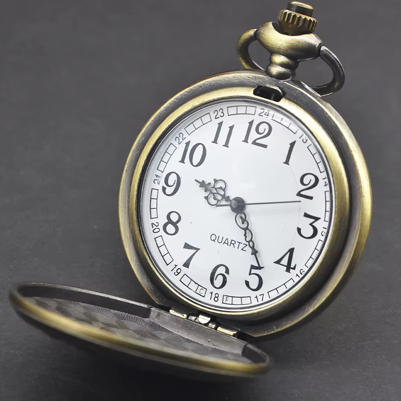 wecin Taschenuhr Halskette Anhänger, Quarz, Bronze, Messing, Unisex - Bild 2