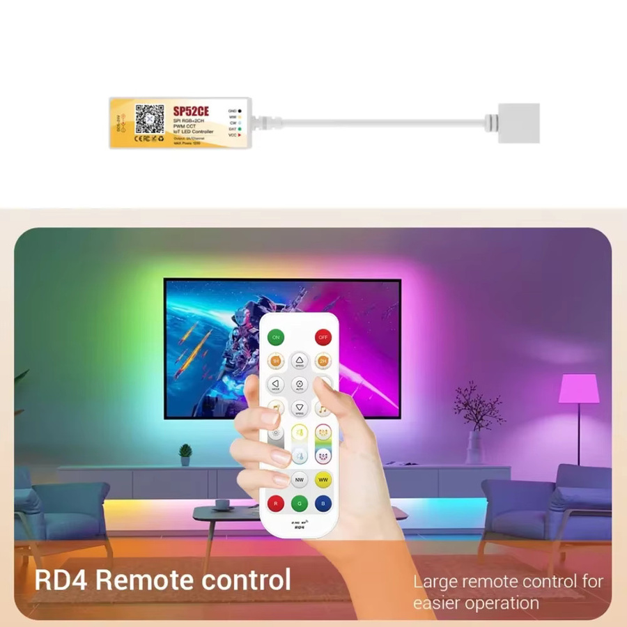 YSRSAI Wifi Smart Controller für 12V RGBCCT LED Streifen mit RF Remote und Google Assistant Unterstützung, Multicolour Beleuchtung - Bild 3