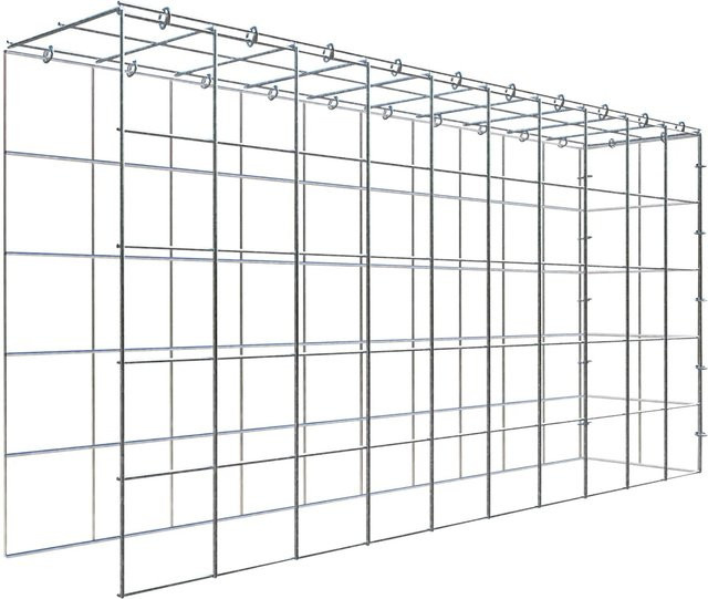 Gabiona C-Ring Anbaukorb Typ 4 in Silbergrau, Maschenweite 10 x 10 cm, B/T/H: 50 x 100 x 20 cm - Bild 1