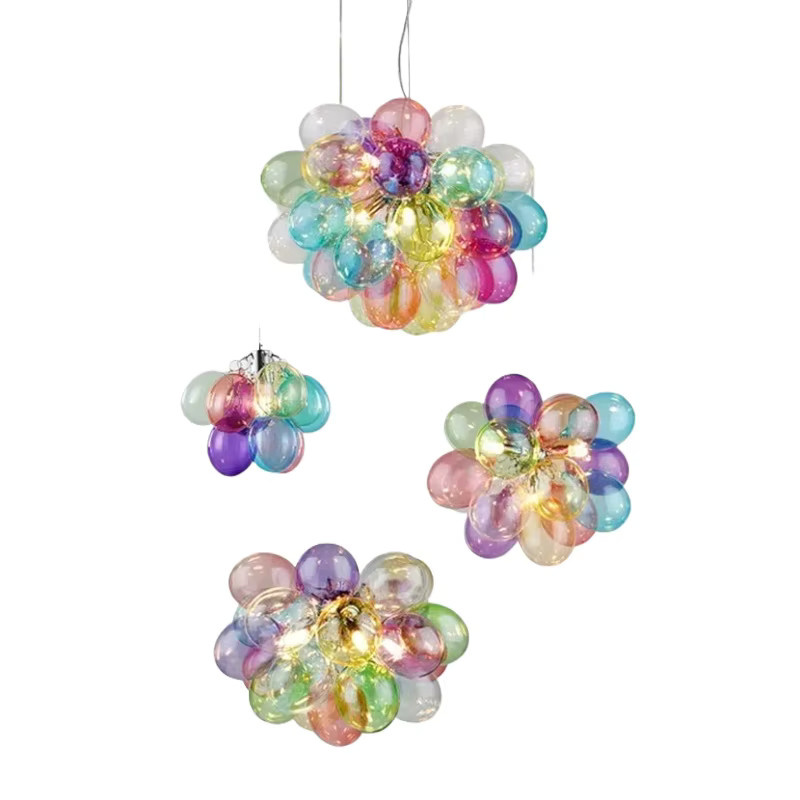 JIANKEXING Bubble-Hängeleuchter aus Glas und Metall in Multicolour mit silbernen Akzenten für dein Wohnzimmer oder Schlafzimmer - Bild 4