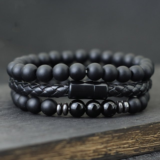 Noter Armband Set, Leder, Schwarz, Herren - Bild 1