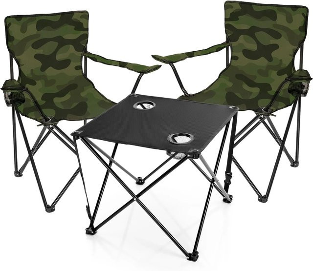 BigDean Campingmöbel Set mit Campingtisch und Stühlen in Camouflage aus Stahl - Bild 1