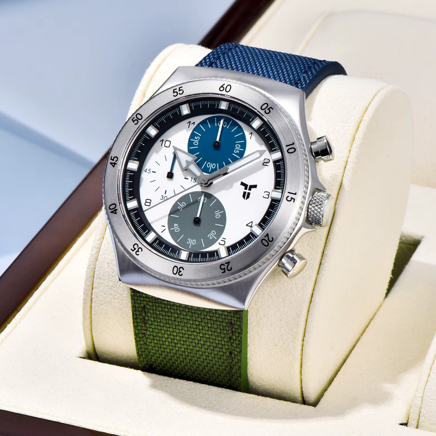 TYBERLEY Armbanduhr Herren, Quarz, Edelstahl, Saphirglas, Dual-Zeitzonen - Bild 3
