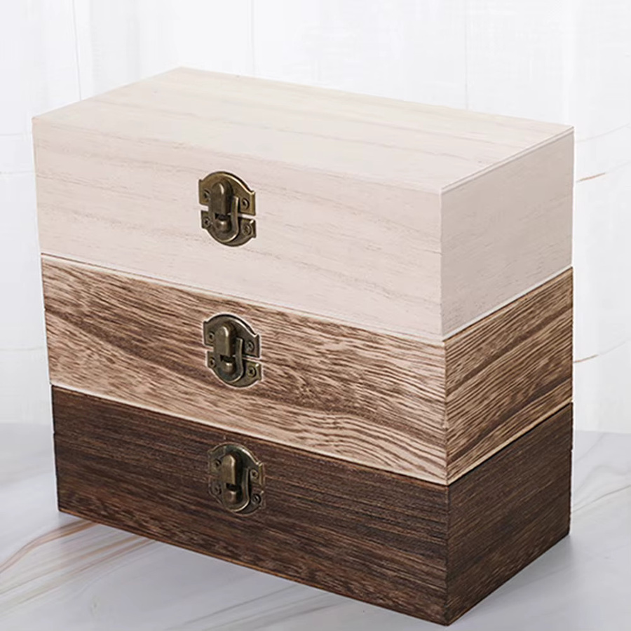 LEENKEA Aufbewahrungsbox aus Holz in Mehrfarbig, Rechteckige Retro-Holzkiste mit Flip-Verschluss für Schmuck und Accessoires, B/T/H: 20,0 x 6,0 x andere cm - Bild 3