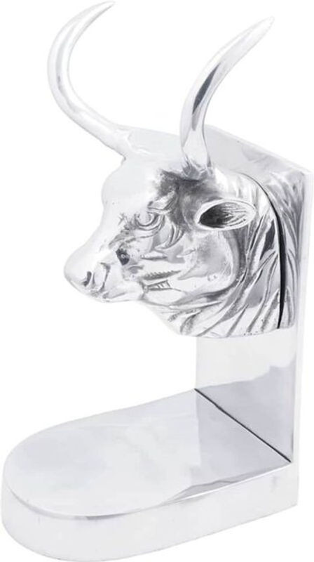 vidaxl Buchstützen Set aus Metall in Tierform, 2 Stück, Silber, B/T/H: 17 x 15 x 27 cm - Bild 1