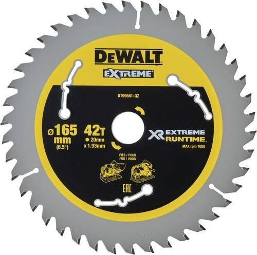 DEWALT Kreissägeblatt DT99561-QZ für Tauchsägen, Durchmesser: 165 mm, Bohrung: 20 mm, 42 Zähne, Carbide Tipped, Silber - Bild 1