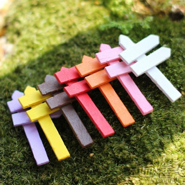 Holz Mini Bunte Straßenschild Fee Garten Haus Ornamente, 10-teiliges Set, white, multicolour - Bild 1