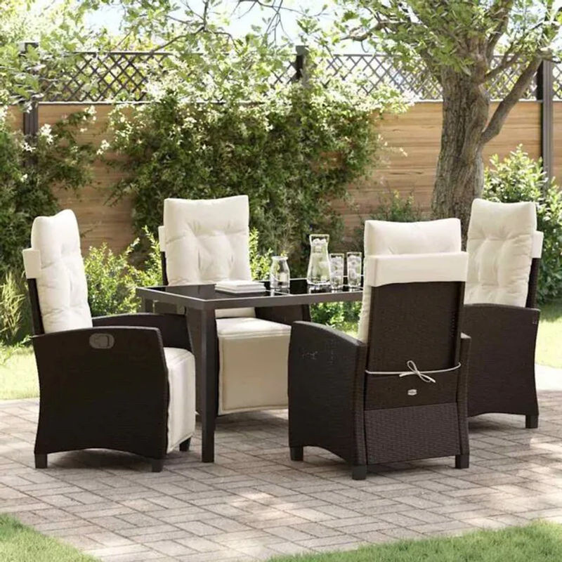 Vidaxl Gartenmöbel-Set aus Polyrattan und Stahl, 5-teilige Essgruppe in Braun, modern und minimalistisch - Bild 1