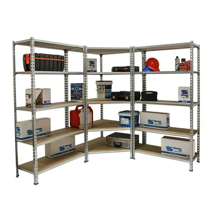 PROREGAL Schwerlastregal Set aus 1x Eckregal und 2x Muli Regal, verzinkt, Farbe Silber, H x B x T: 180 x 180 x 50 cm, Fachlast 200 kg - Bild 2