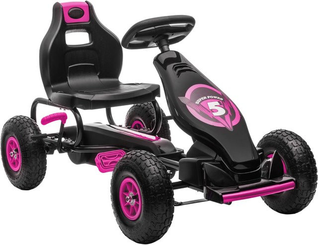 HOMCOM Gokart, Tretauto, Rosa Schwarz, ab 5 Jahre - Bild 1