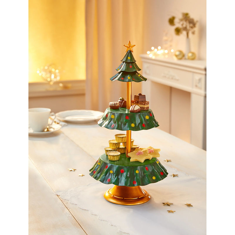 Genialo Etagere Weihnachtsbaum in Green und Orange mit gepunktetem Design - Bild 2