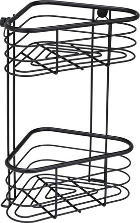 Wenko Eckregal Trestina aus Edelstahl in Schwarz matt, 2 Etagen, B: 25 cm, T: 35 cm, H: 16,5 cm