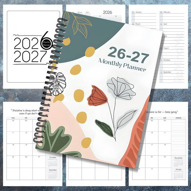 Akademischer Planer 2026-2027 mit Spiralbindung, 24 Monate (Januar 2026 - Dezember 2027), Softcover, Mehrfarbig - Bild 1