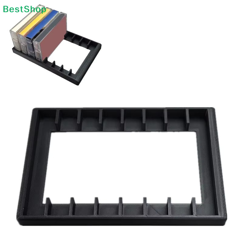 HNKMP Kassetten-Aufbewahrungsfach in Schwarz mit 8 Fächern, 3D-gedruckter Retro-Audiokassettenhalter aus Kunststoff für deinen Schreibtisch-Organizer - Bild 2