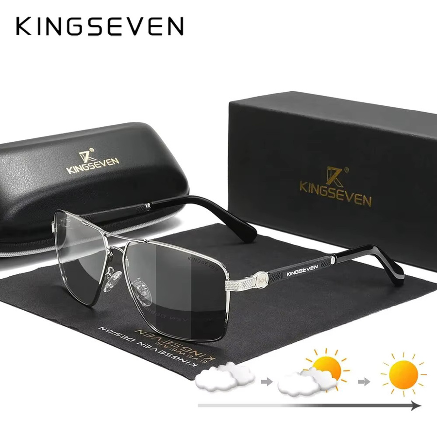KINGSEVEN N7790 Sonnenbrille, Vollrand, Square, Metall, Schwarz, Unisex - Bild 4