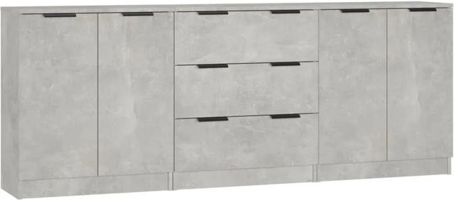 vidaXL 3-teiliges Sideboard-Set aus Holzwerkstoff in Betongrau, minimalistisches Design, B/T/H: 120 x 30 x 70 cm, 70 x 30 x 60 cm und 60 x 30 x 40 cm - Bild 1